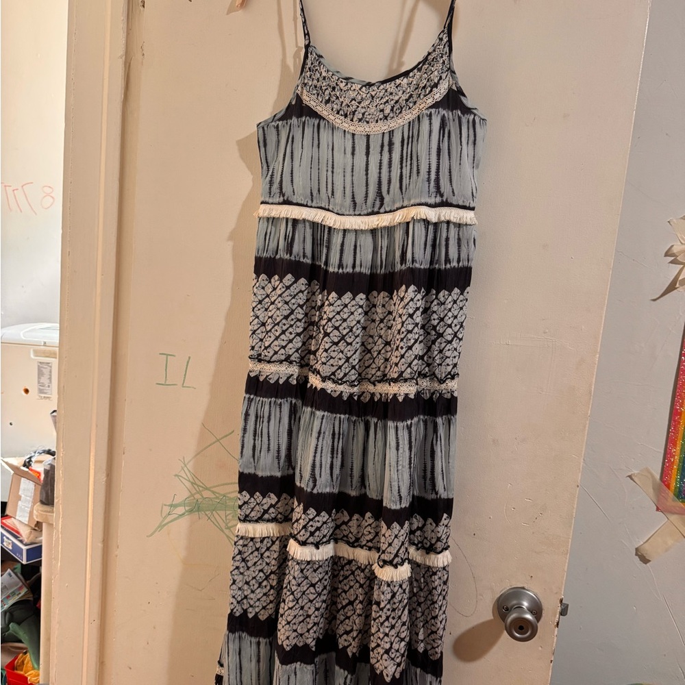 Calypso St. Barth Black and White Patterned Maxi Dress